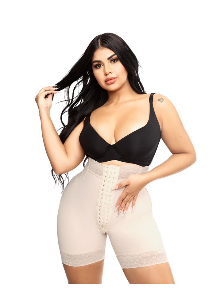 Short Beige Girdle with Hourglass Brooches FT- O-076
