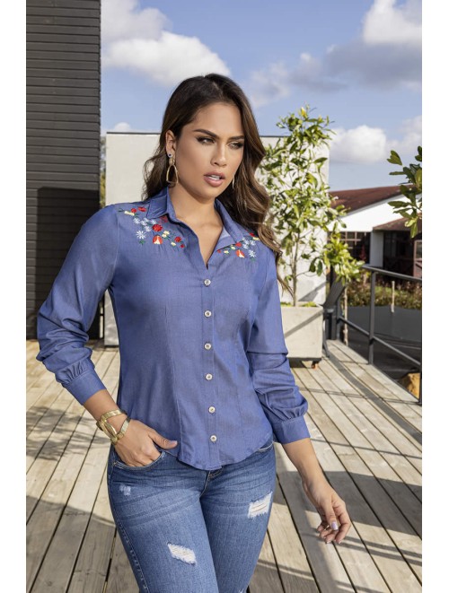 Delicate Colombian Blouse with Embroidered Detail - Blm A-463