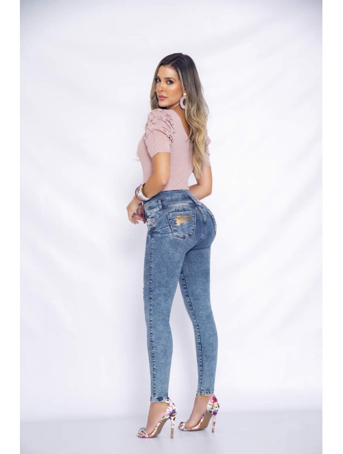 Colombian Jean Butt Lifter Ripped Effect Fabric | 700-1426