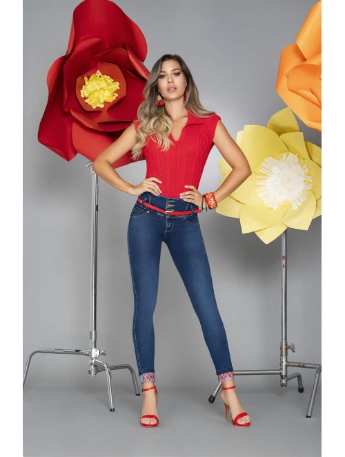 Tummy Control Jean Includes Belt, Printed Boot