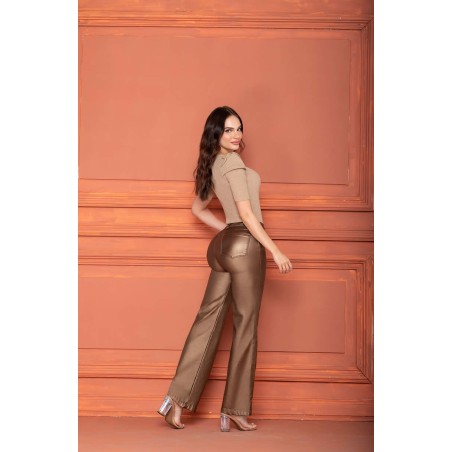 Elegant and Sophisticated Metallic Leather Effect Pants