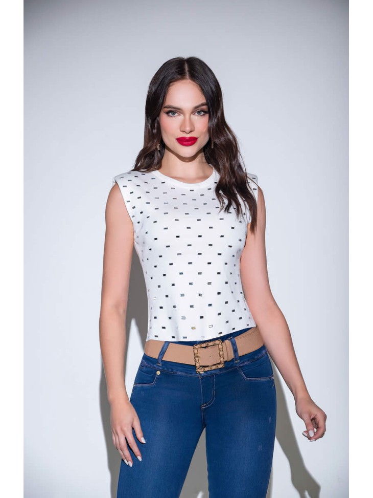 Beautiful Colombian Blouse with Rhinestone Details | SVN V-042