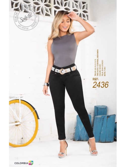 Attractive Black Colombian Jean Includes Belt | STU-2436 SB