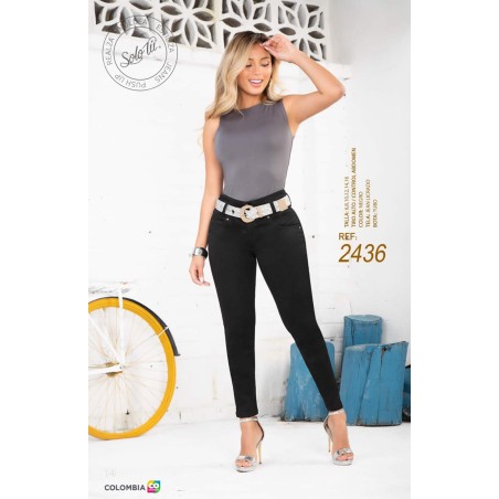 Attractive Black Colombian Jean Includes Belt | STU-2436 SB