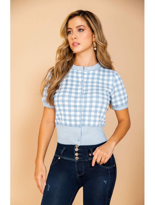 Cute Checkered Blouse for Women | V-030