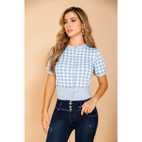 Cute Checkered Blouse for Women | V-030