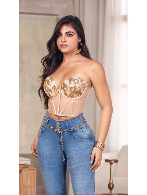 Colombian Jeans with Rhinestone Details and Accessories | OFR - ARANXA
